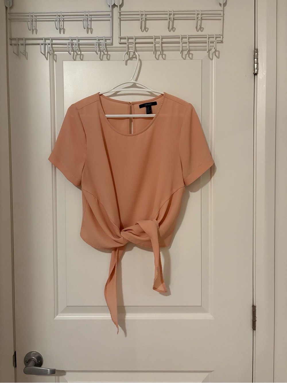 Tie-Front Short Sleeve Top - Peach
